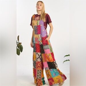 New Clara Cotton Jumpsuit Kantha “Patchwork” Overalls in Multicolor Prints